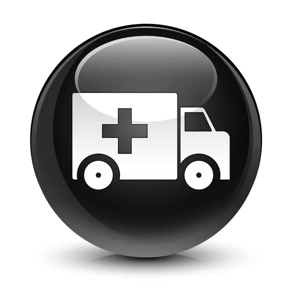 Ambulance glazig zwarte ronde knoop van het pictogram — Stockfoto