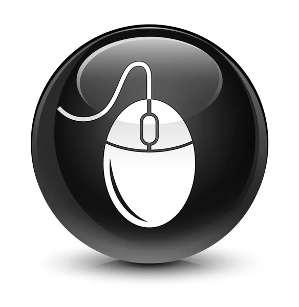 Egér ikon üveges fekete kerek gomb — Stock Fotó