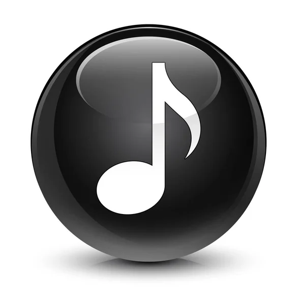 Music icon glassy black round button — Stock Photo, Image