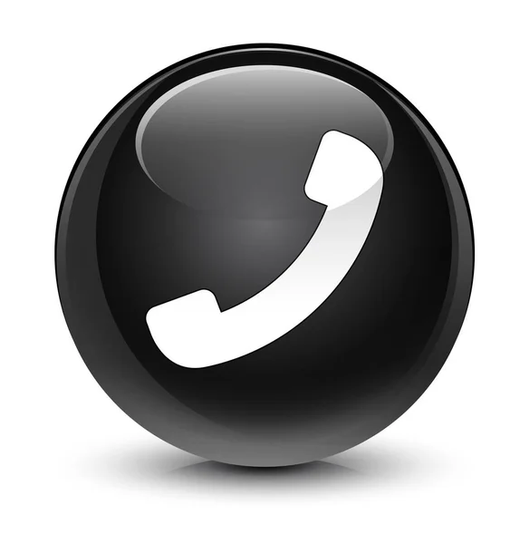 電話アイコン ガラス黒い丸いボタン — ストック写真
