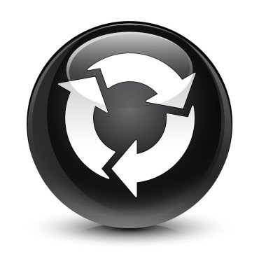 Yenile simgesini camsı siyah yuvarlak düğmesi