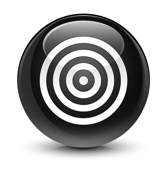 Hedef simgesi camsı siyah yuvarlak düğmesi — Stok fotoğraf