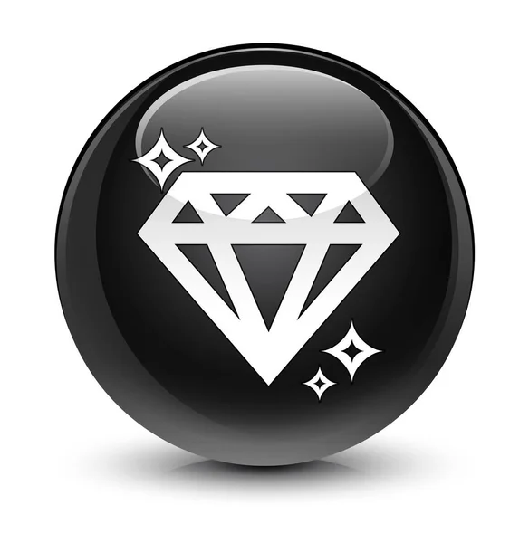 Diamond icon glassy black round button — Stock Photo, Image