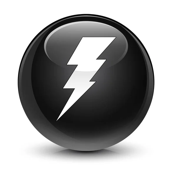 Electricity icon glassy black round button — Stock Photo, Image