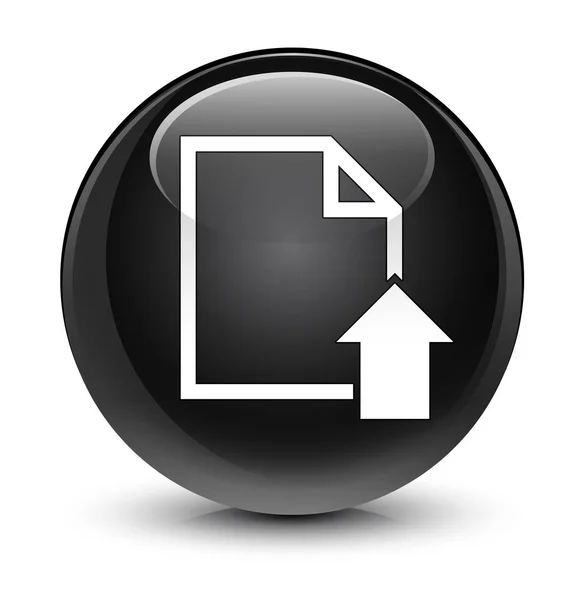 Nahrát dokument ikonu sklovité černé kulaté tlačítko — Stock fotografie