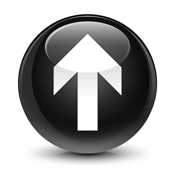 Subir icono de flecha botón redondo negro vidrioso —  Fotos de Stock