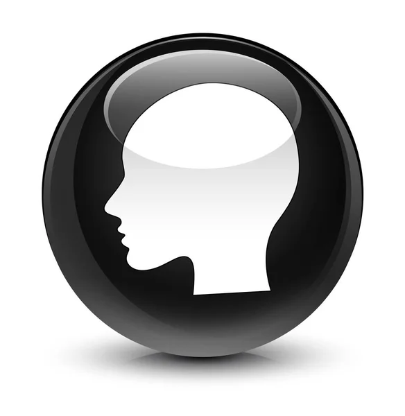Κεφάλι γυναίκας πρόσωπο υαλώδη μαύρο στρογγυλό κουμπί εικονίδιο — Φωτογραφία Αρχείου