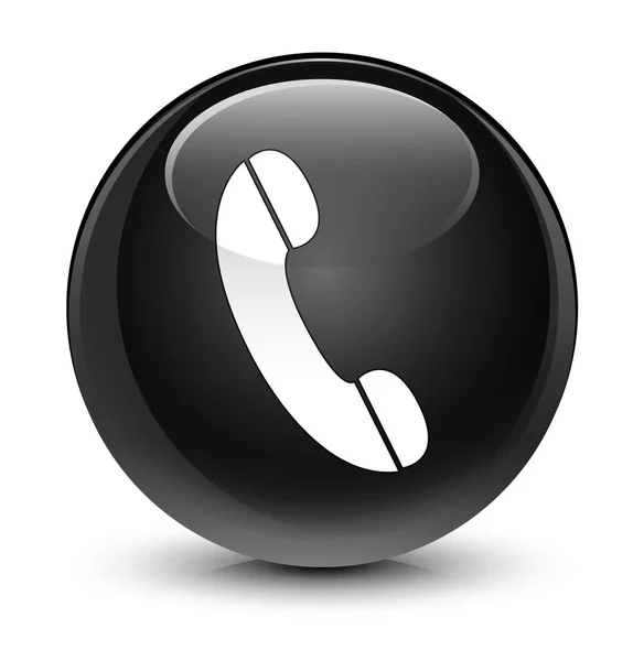 Telefoon pictogram glazig zwarte, ronde knop — Stockfoto