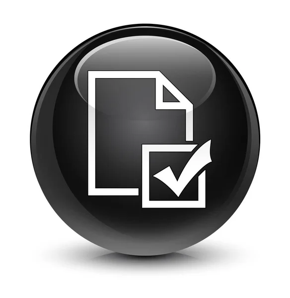 Survey icon glassy black round button — Stock Photo, Image