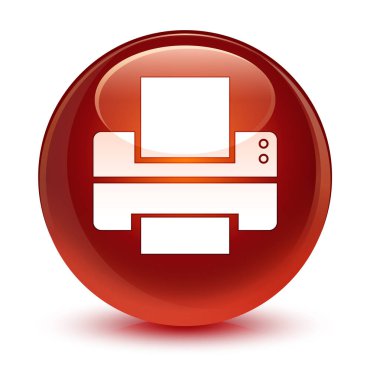 Yazıcı simgesi camsı kahverengi yuvarlak düğmesi
