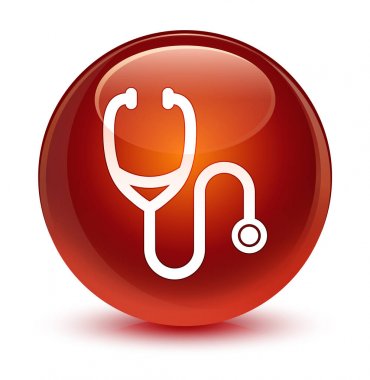 Stetoskop kutsal kişilerin resmi camsı kahverengi yuvarlak düğme