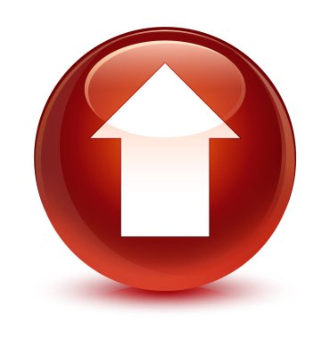 Ok simgesi camsı kahverengi yuvarlak düğmesini upload