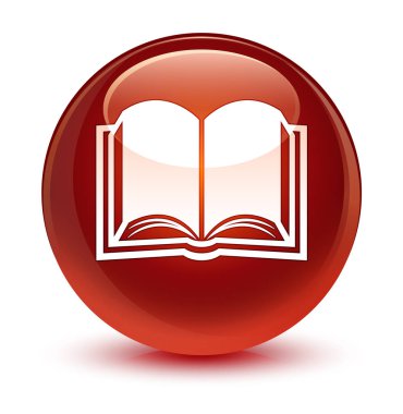 Kitap simgesini camsı kahverengi yuvarlak düğmesi