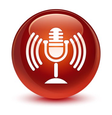 Mikrofon simgesi camsı kahverengi yuvarlak düğmesi
