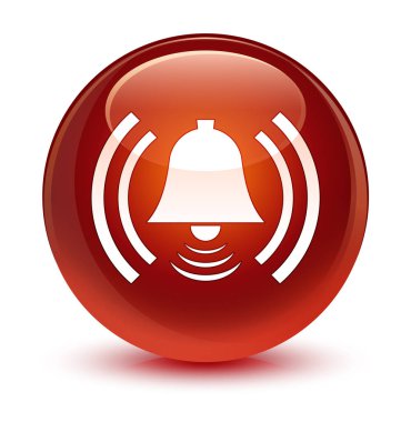 Alarm simgesi camsı kahverengi yuvarlak düğmesi