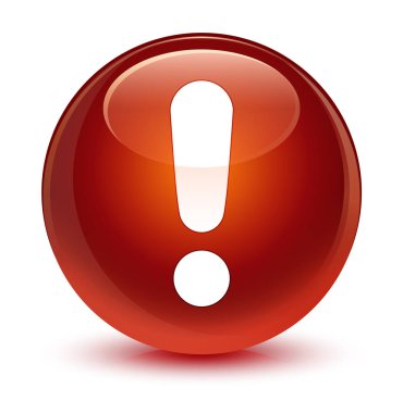 Ünlem işareti simgesi camsı kahverengi yuvarlak düğmesi