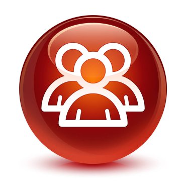 Grup simgesi camsı kahverengi yuvarlak düğmesi