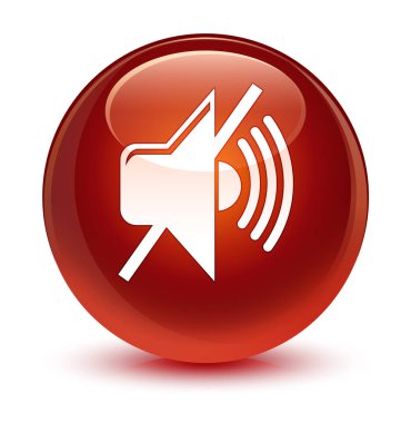 Sessiz ses simgesi camsı kahverengi yuvarlak düğmesi