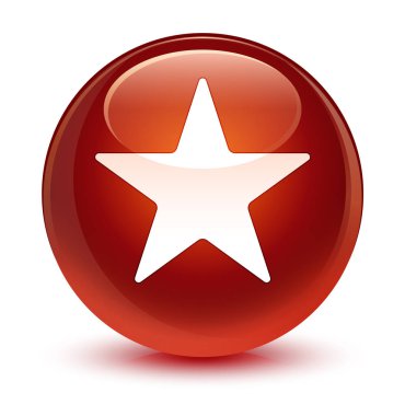 Yıldız simgesi camsı kahverengi yuvarlak düğmesi