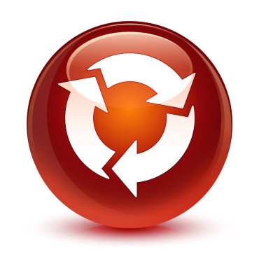 Yenile simgesini camsı kahverengi yuvarlak düğmesi