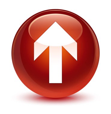 Ok simgesi camsı kahverengi yuvarlak düğmesini upload