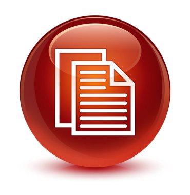 Belge sayfaları simgesi camsı kahverengi yuvarlak düğmesi