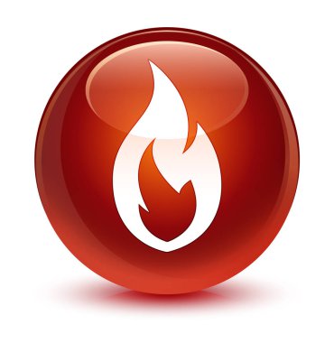 Yangın alev kutsal kişilerin resmi camsı kahverengi yuvarlak düğme