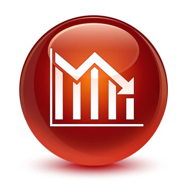 İstatistik simgesi camsı kahverengi yuvarlak düğmesini basılı