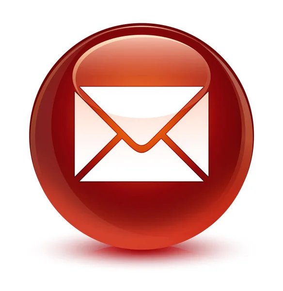 Email icona vetro marrone pulsante rotondo — Foto Stock