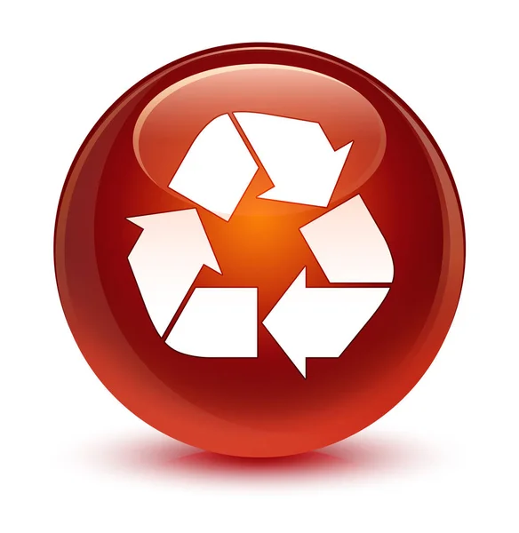 Recycling-Symbol glasig braun runde Taste — Stockfoto