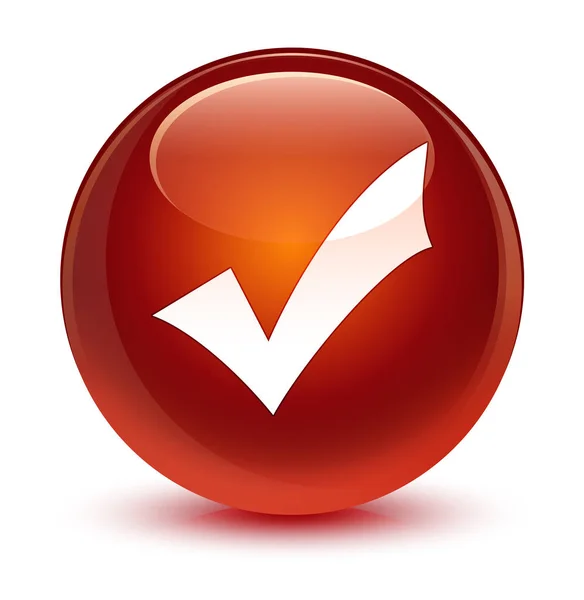 Icono de validación botón redondo marrón vidrioso —  Fotos de Stock