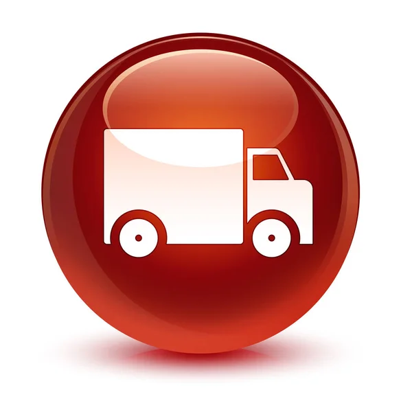 Levering vrachtwagen pictogram glazig bruin ronde knop — Stockfoto