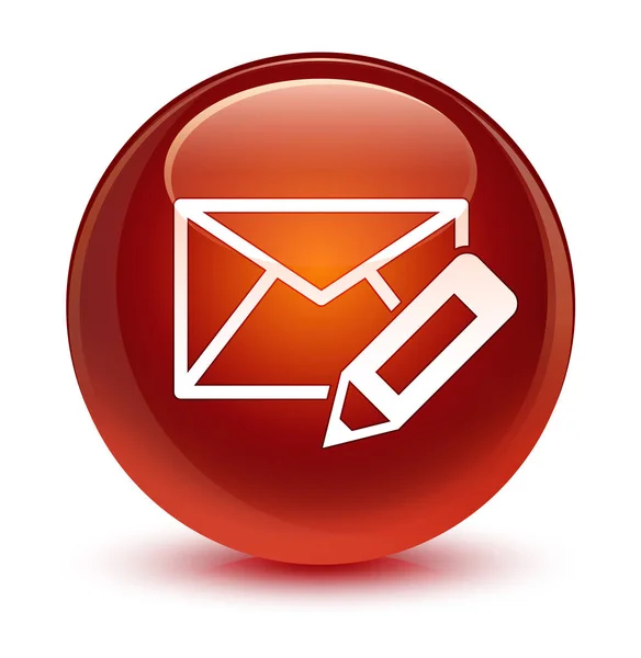 E-posta kutsal kişilerin resmi camsı kahverengi yuvarlak düğme Düzenle — Stok fotoğraf