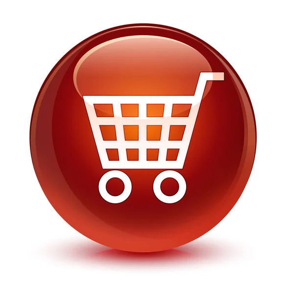 Icono de comercio electrónico botón redondo marrón vidrioso —  Fotos de Stock