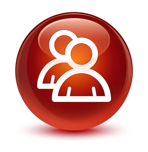 Ícone do grupo botão redondo marrom vítreo — Fotografia de Stock