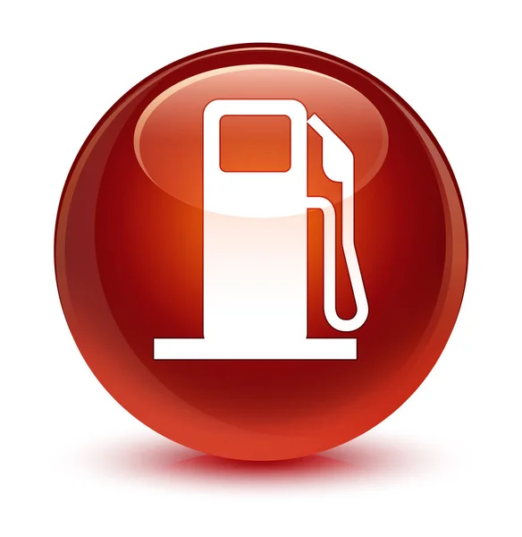 Ícone do distribuidor de combustível botão redondo marrom vítreo — Fotografia de Stock