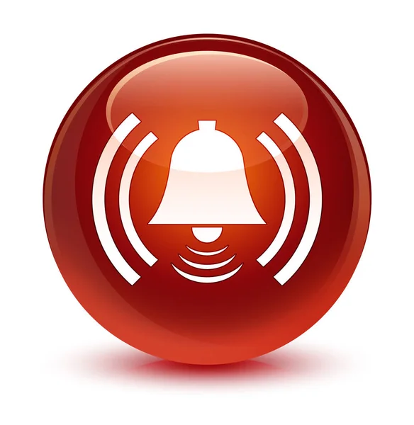 Alarm simgesi camsı kahverengi yuvarlak düğmesi — Stok fotoğraf
