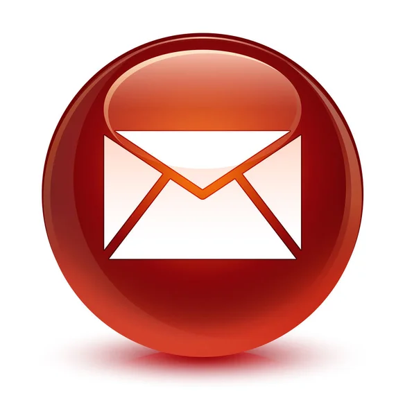 Ícone de e-mail botão redondo marrom vítreo — Fotografia de Stock