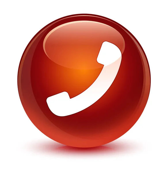 Telefon ikona szklisty brązowy okrągły przycisk — Zdjęcie stockowe