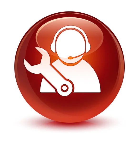 Tech support icon glassy brown round button — Stock Photo, Image