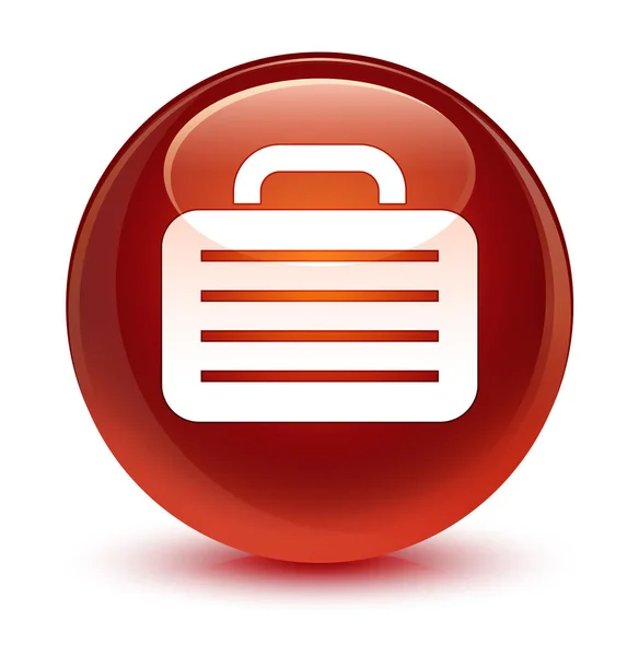 Saco ícone de vidro botão redondo marrom — Fotografia de Stock
