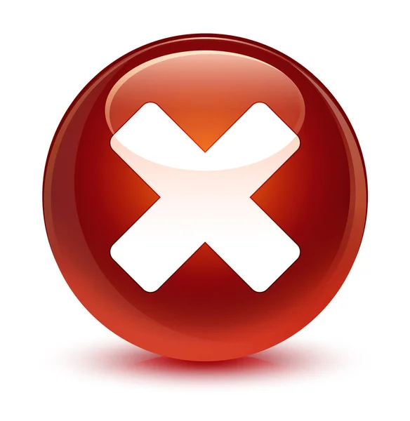 Cancelar icono de cristal marrón botón redondo —  Fotos de Stock