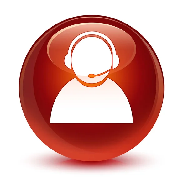 Icono de atención al cliente cristal marrón botón redondo — Foto de Stock