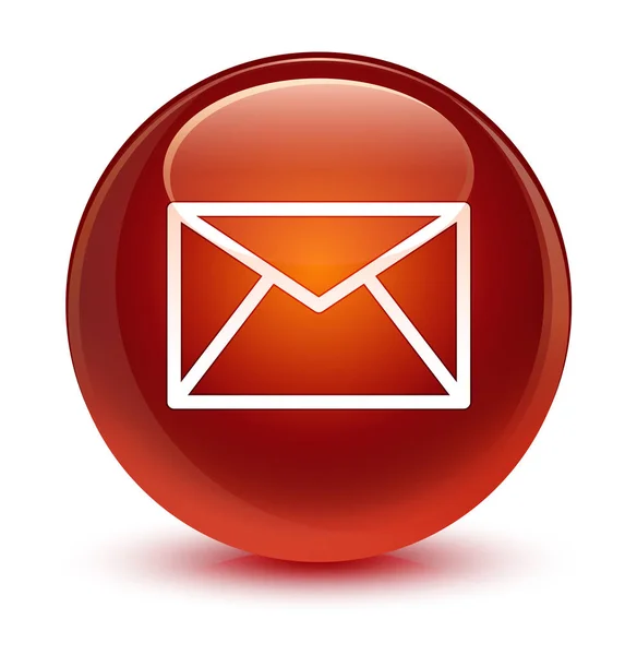 Ícone de e-mail botão redondo marrom vítreo — Fotografia de Stock