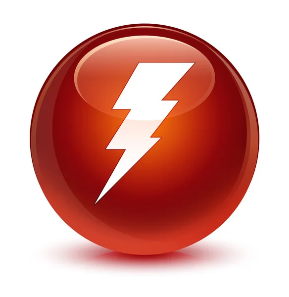 Elettricità icona vetro marrone pulsante rotondo — Foto Stock