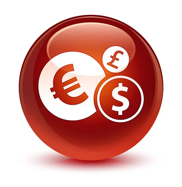 Ícone de finanças botão redondo marrom vítreo — Fotografia de Stock