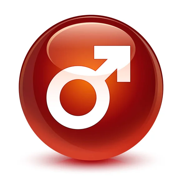 Signo masculino icono vidrio marrón botón redondo — Foto de Stock