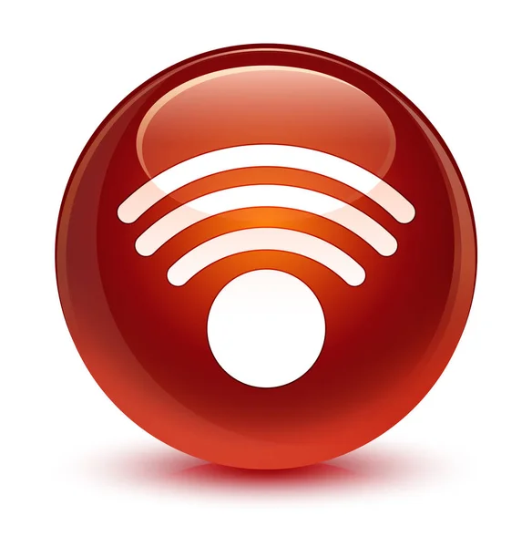 Wifi 아이콘 유리 갈색 둥근 버튼 — 스톡 사진