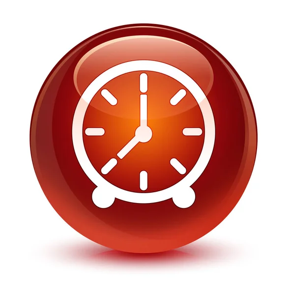 Uhr Symbol glasig brauner runder Knopf — Stockfoto