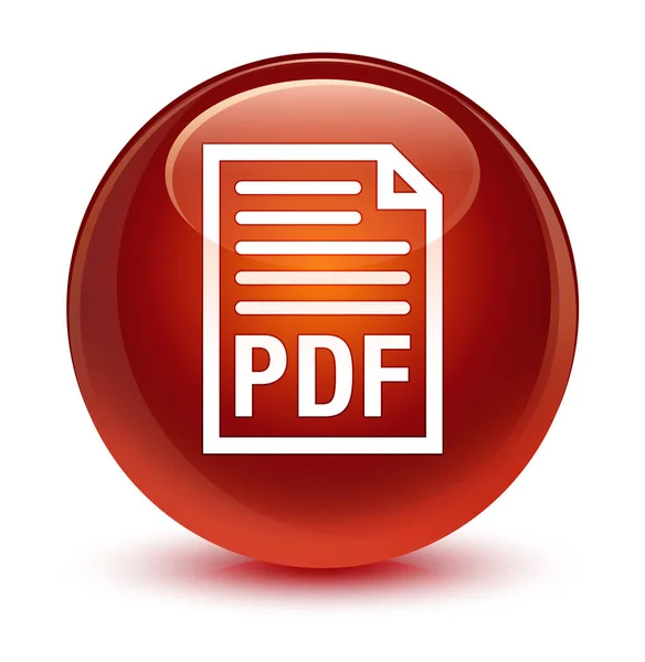 PDF documento icona vetro marrone pulsante rotondo — Foto Stock